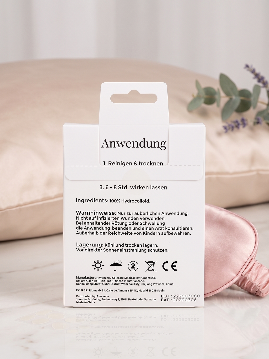 Amavella Hydrocolloid Acne Patches Packung Rückseite