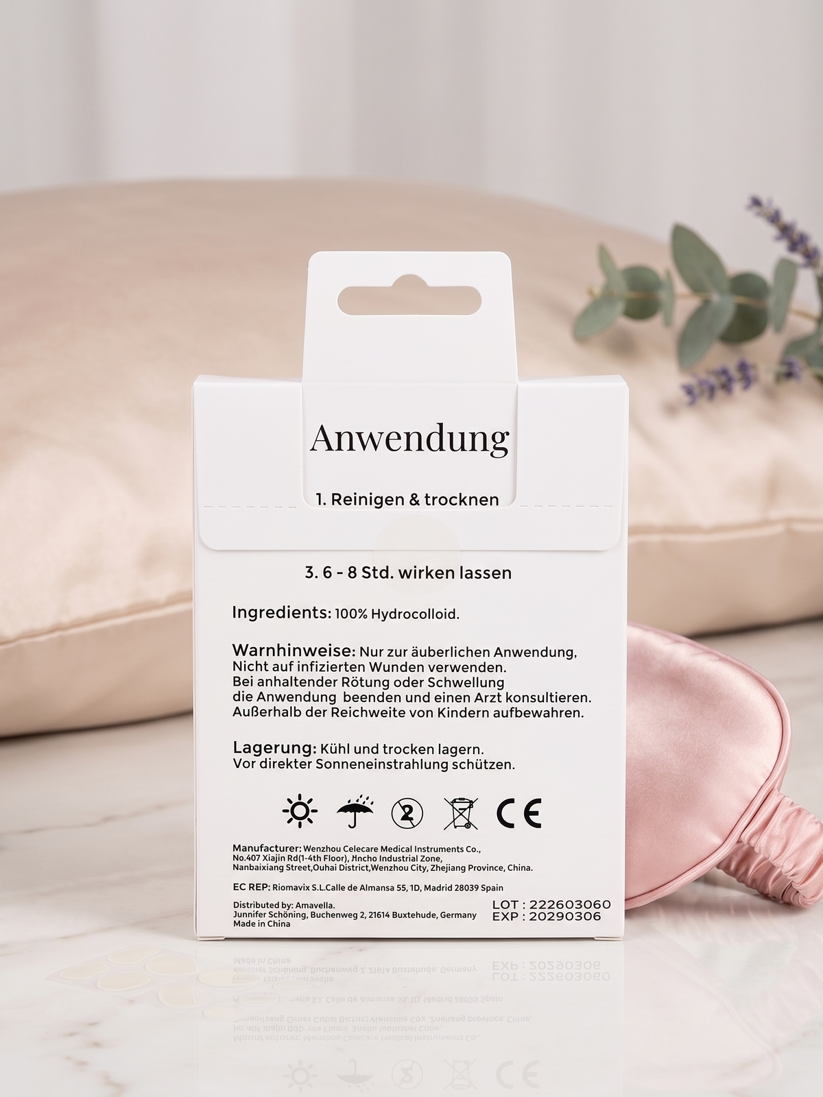 Amavella Hydrocolloid Acne Patches Packung Rückseite