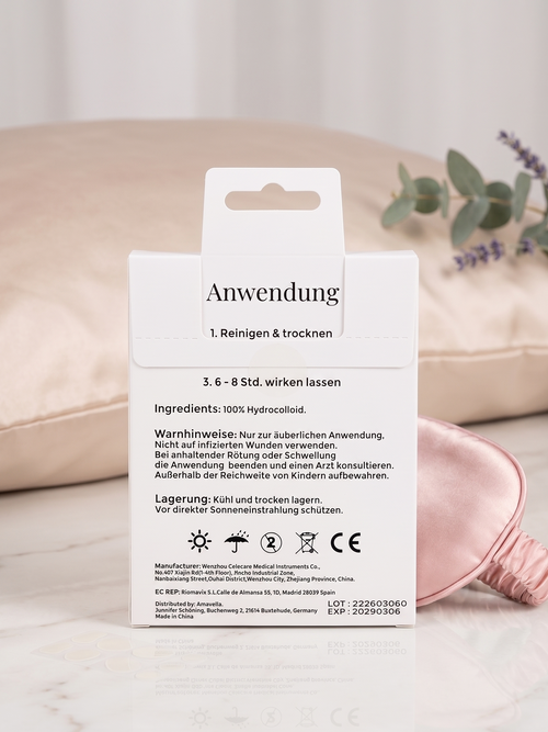 Amavella Hydrocolloid Acne Patches Packung Rückseite
